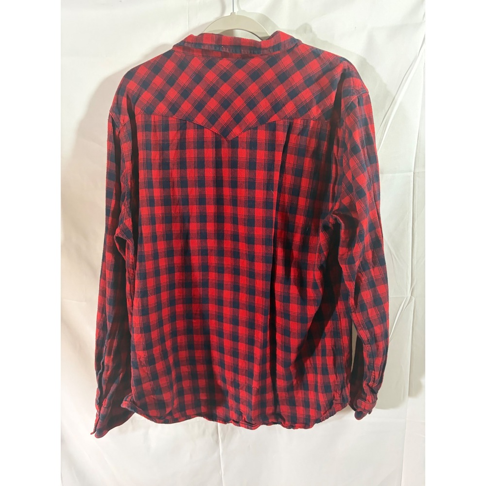 Levi's Western Flannel Shirt Mens XXL Red Black Buffalo‎ Plaid Excellent Snaps - Picture 11 of 12